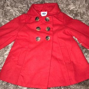 Old Navy girls red Peacoat like new